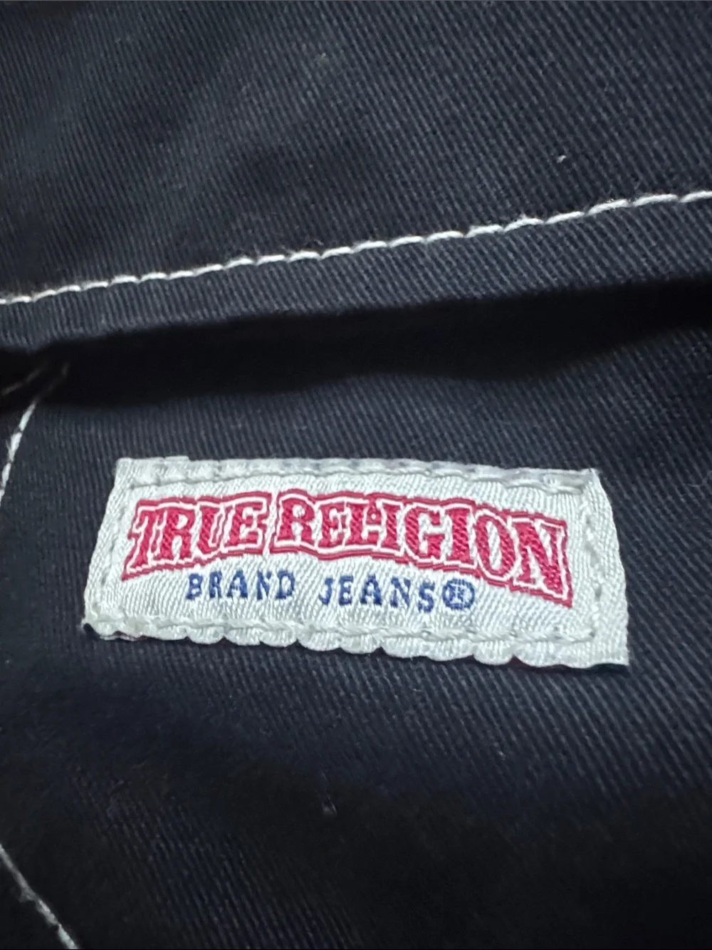 True Religion Black Cargo Pants with White Contrast Stitching
